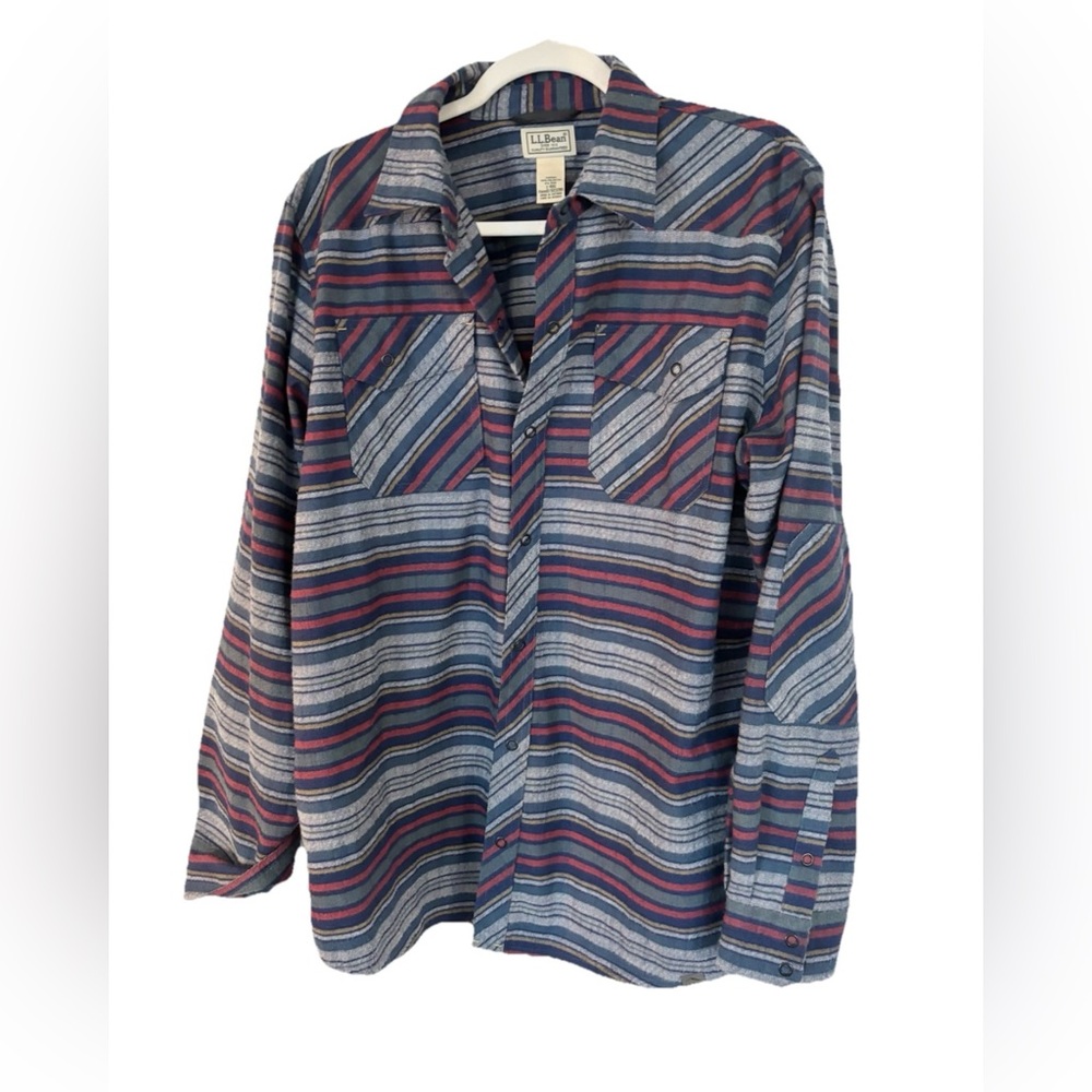 L.L. Bean Multicolor Katahdin Striped Flannel Shirt XL